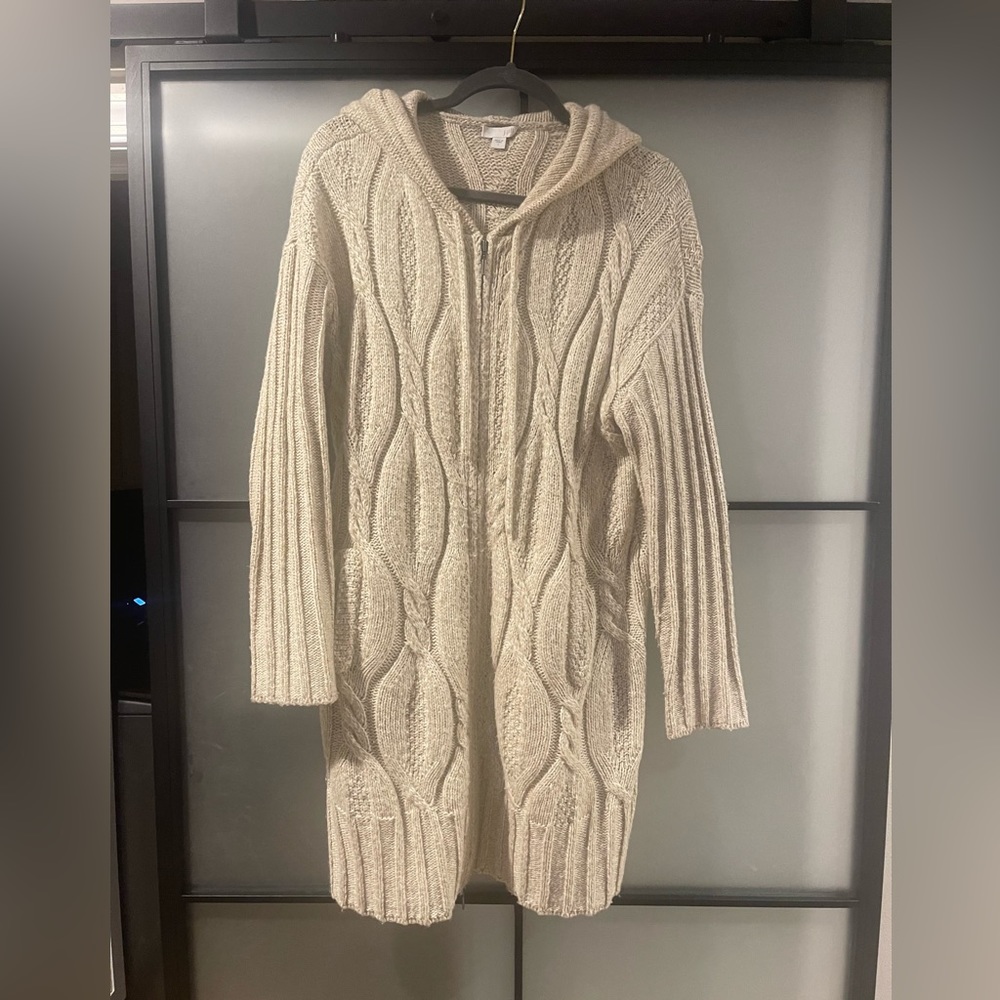 J Jill Cable Knit Sweater Jacket Large